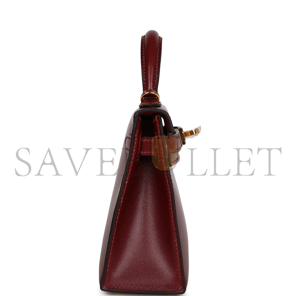 H**mes master mini kelly ii box burgundy gold hardware (19*12*5.5cm)
